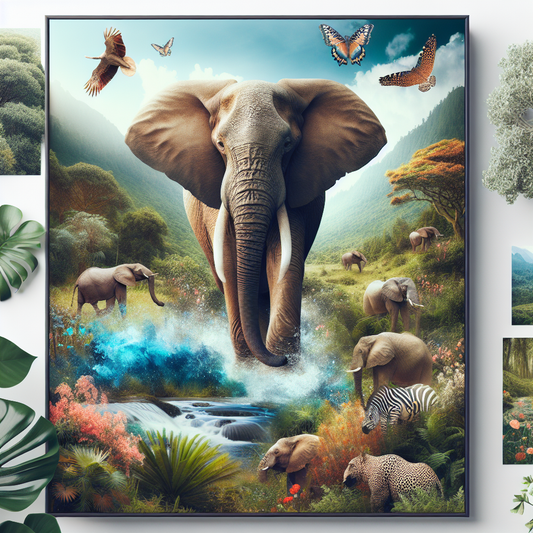 Tier: Elefant
Überschrift: "Majestätische Riesen: Die faszinierende Welt der Elefanten"