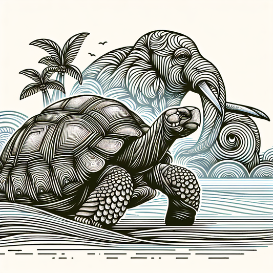 Tier: Riesenschildkröte
Überschrift: "Die majestätischen Riesen der Meere"