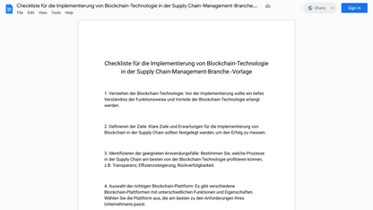 Checkliste für die Implementierung von Blockchain-Technologie in der Supply Chain-Management-Branche.-Vorlage