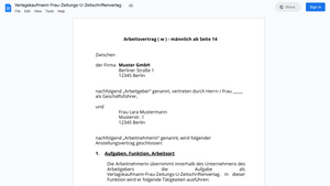 Arbeitsvertrag-Verlagskaufmann-Frau-Zeitungs-U-Zeitschriftenverlag