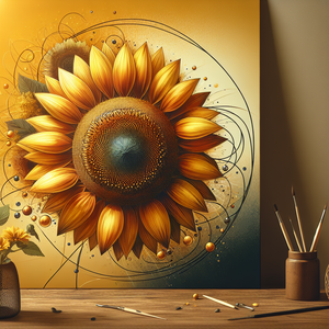 Pflanze: Sonnenblume
Überschrift: "Das leuchtende Gesicht des Sommers: Die Sonnenblume"