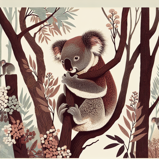 Tier: Koala

Überschrift: "Die gemütlichen Baumbewohner - Das Leben der Koalas in Australien"