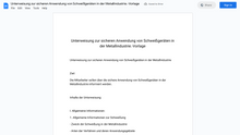 Laden Sie das Bild in den Galerie-Viewer, Unterweisung zur sicheren Anwendung von Schweißgeräten in der Metallindustrie.-Vorlage