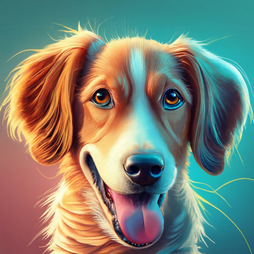 Ein lächelnder Hund in Pastell