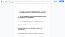 Laden Sie das Bild in den Galerie-Viewer, Erstellung einer Checkliste für die gründliche Prüfung von Finanzdokumentationen in der Immobilienbranche.-Vorlage