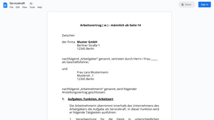 Arbeitsvertrag-Servicekraft