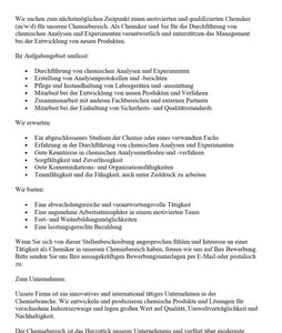 Stellenbeschreibung-Chemiker