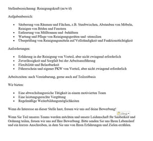Stellenbeschreibung-Reinigungskraft