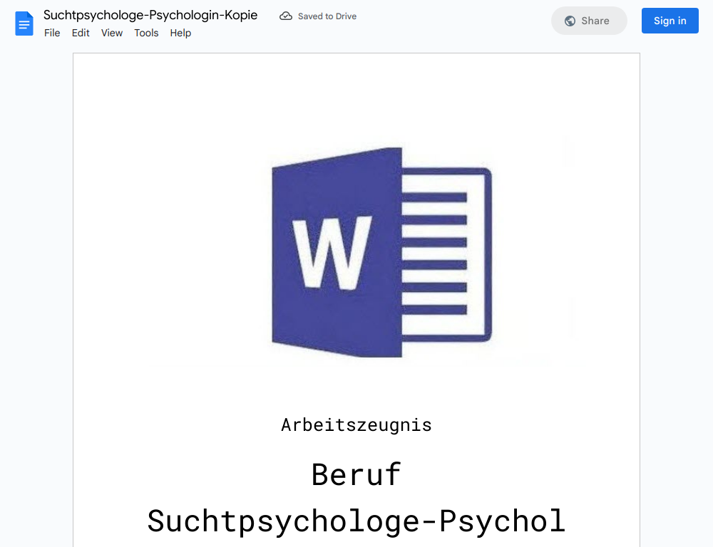 Arbeitszeugnis-Suchtpsychologe-Psychologin