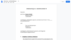 Arbeitsvertrag-Steinmetz- und Steinbildhauer