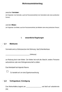 Mietvertrag Muster Vorlage für Wohnung & Haus - [tags]
