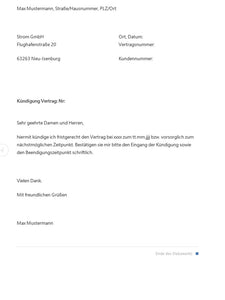 Kündigungsschreiben Strom Versorgung Muster Vorlage - [tags]