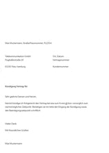 Laden Sie das Bild in den Galerie-Viewer, Kündigungsschreiben Telekommunikation / Handy Muster Vorlage - [tags]
