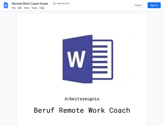 Arbeitszeugnis-Remote Work Coach