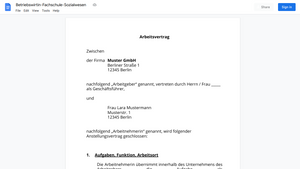 Arbeitsvertrag-Betriebswirtin-Fachschule-Sozialwesen