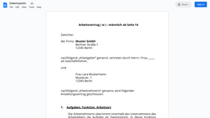 Arbeitsvertrag-Datentypistin