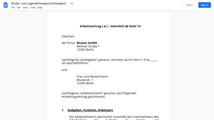 Arbeitsvertrag-Kinder- und Jugendlichenpsychotherapeut