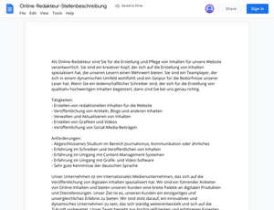 Stellenbeschreibung