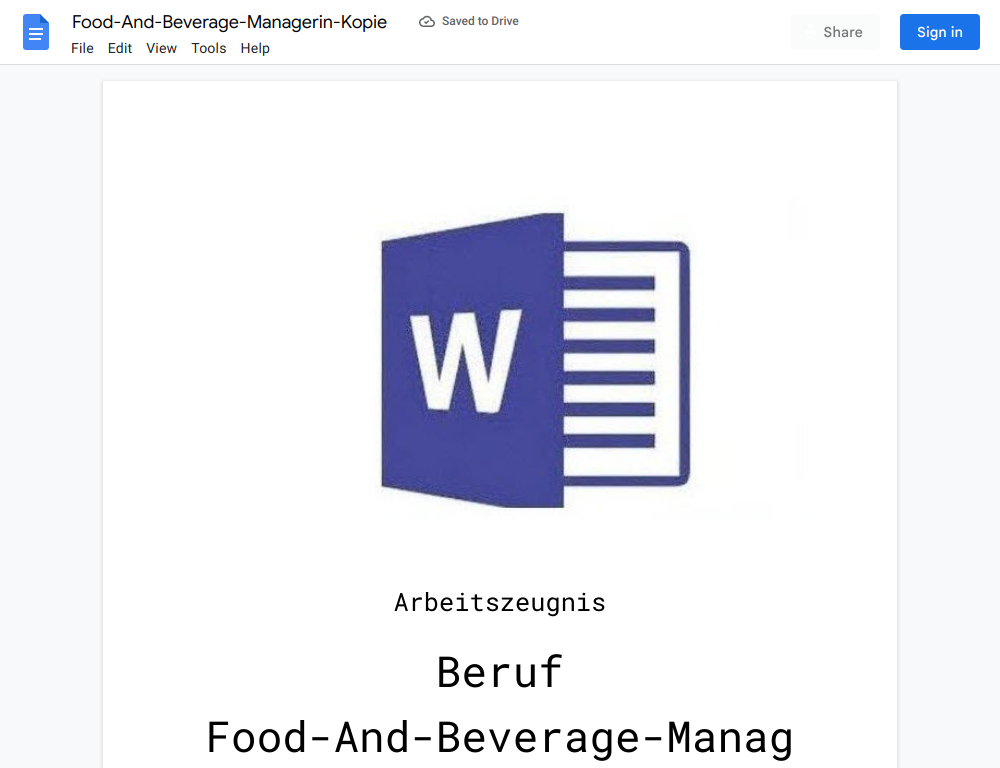 Arbeitszeugnis-Food-And-Beverage-Managerin