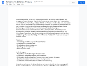 Stellenbeschreibung