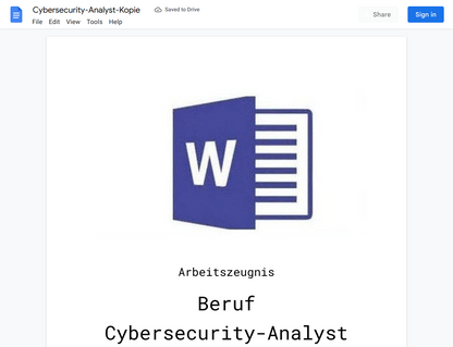 Arbeitszeugnis-Cybersecurity-Analyst