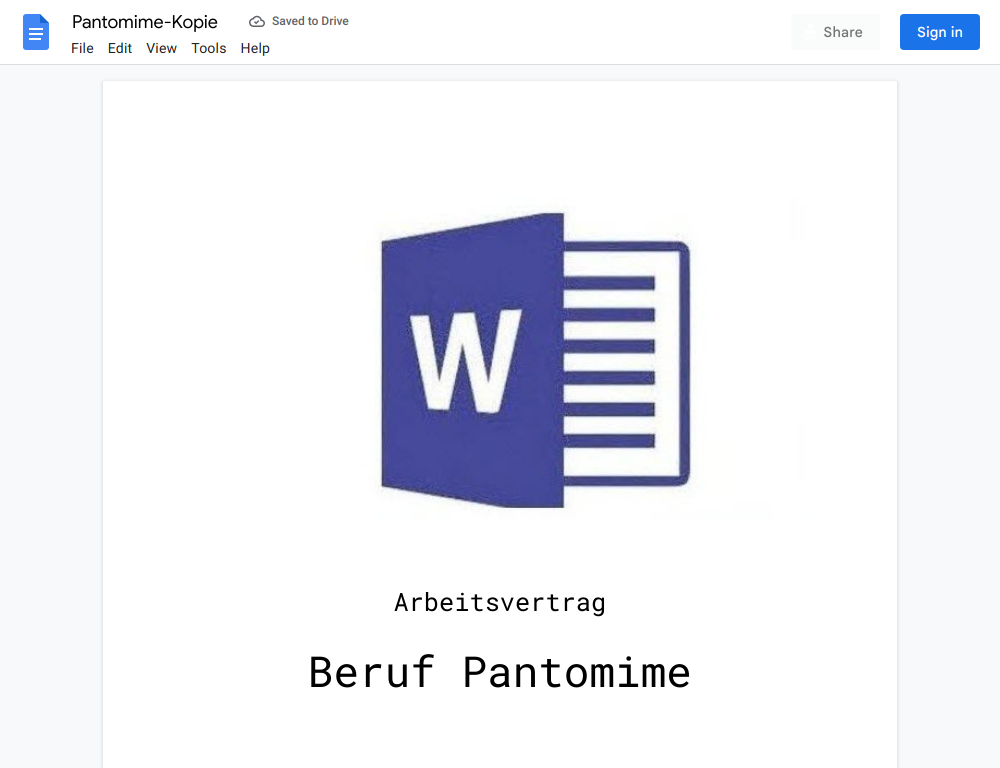 Arbeitsvertrag-Pantomime