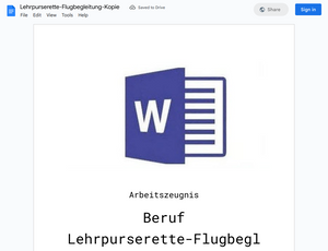 Arbeitszeugnis-Lehrpurserette-Flugbegleitung