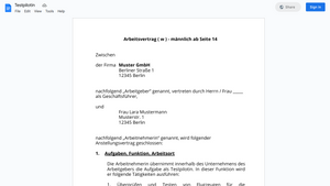Arbeitsvertrag-Testpilotin