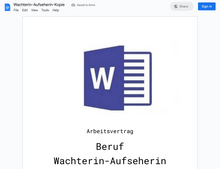 Laden Sie das Bild in den Galerie-Viewer, Arbeitsvertrag-Wachterin-Aufseherin