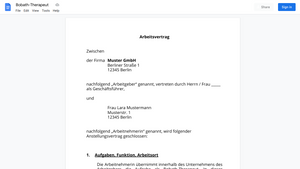 Arbeitsvertrag-Bobath-Therapeut