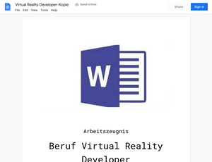Arbeitszeugnis-Virtual Reality Developer