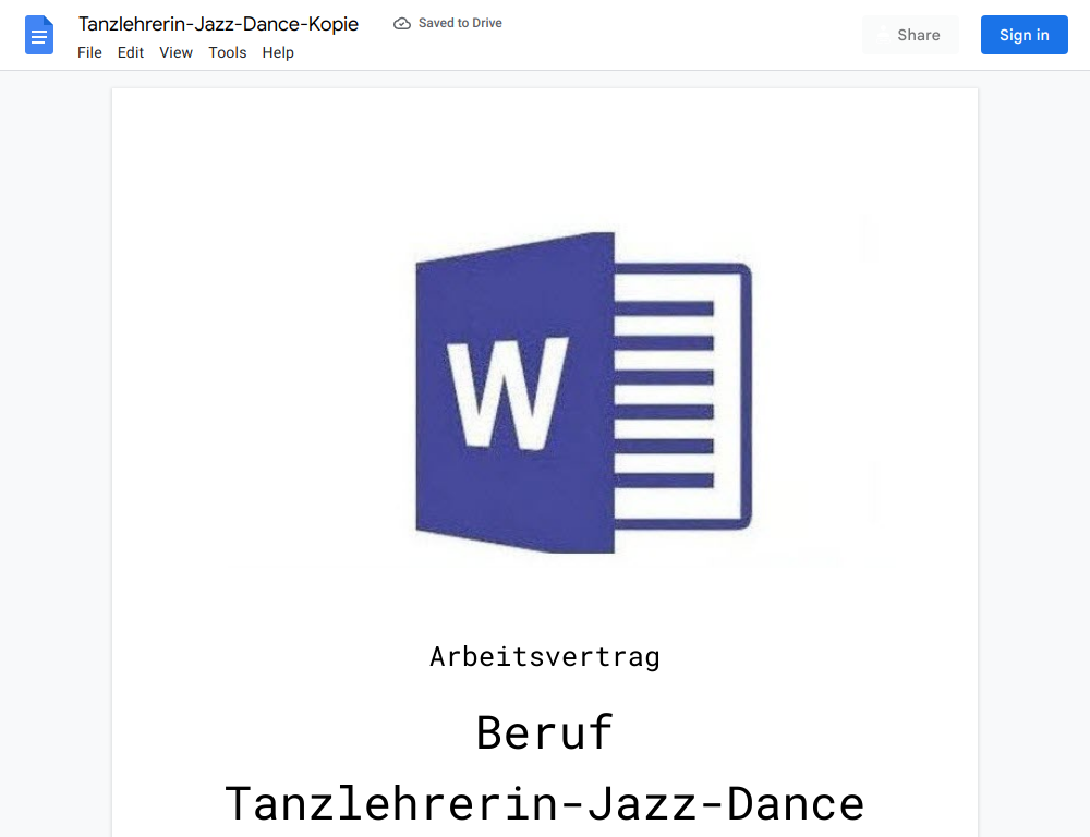 Arbeitsvertrag-Tanzlehrerin-Jazz-Dance