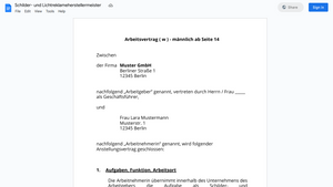 Arbeitsvertrag-Schilder- und Lichtreklameherstellermeister