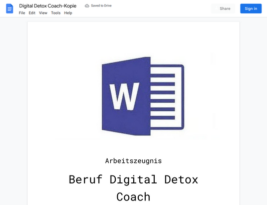 Arbeitszeugnis-Digital Detox Coach