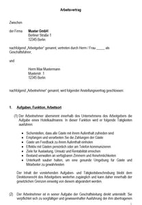 Arbeitsvertrag-Hotelkaufmann