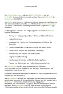 Arbeitszeugnis Bauingenieur Vorlage m/w/d - Simply Download