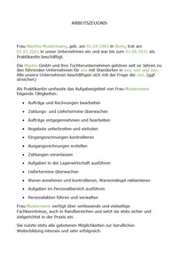 Arbeitszeugnis Bürokauffrau Vorlage m/w/d - Simply Download