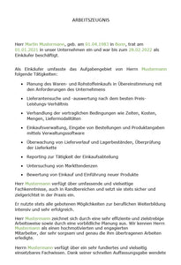 Arbeitszeugnis Einkäufer Vorlage m/w/d