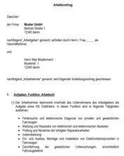 Laden Sie das Bild in den Galerie-Viewer, Arbeitsvertrag KFZ-Elektriker Vorlage m/w/d - Simply Download
