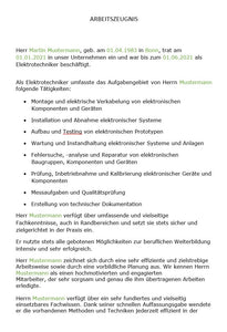 Arbeitszeugnis Elektrotechniker Vorlage m/w/d - Simply Download
