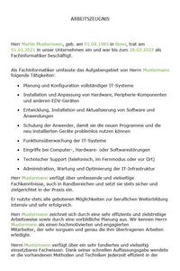 Arbeitszeugnis Fachinformatiker Vorlage m/w/d - Simply Download