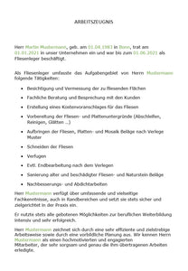 Arbeitszeugnis Fliesenleger Vorlage m/w/d - Simply Download