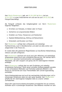 Arbeitszeugnis Fotograf Vorlage m/w/d - Simply Download