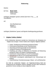 Arbeitsvertrag Geologe Vorlage m/w/d - Simply Download