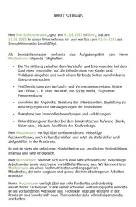 Arbeitszeugnis Immobilienmakler Vorlage m/w/d - Simply Download