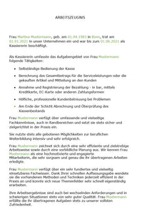 Arbeitszeugnis Kassiererin Vorlage m/w/d - Simply Download