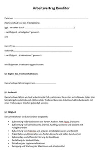 Arbeitsvertrag Konditor m/w/d - Simply Download