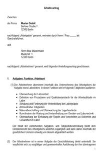 Arbeitsvertrag Laborleiter Vorlage m/w/d - Simply Download