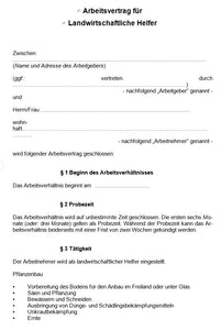 Arbeitsvertrag Landwirtschaftlicher Helfer Vorlage m/w/d - [tags]