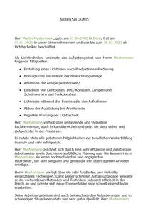 Arbeitszeugnis Lichttechniker Vorlage m/w/d